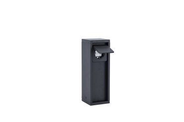 Lutec Mains - Pfosten mit Steckdose - 8 x 8 x 24 cm - IP54 - mattschwarz - seitliche Steckdose (Deutsche Version)