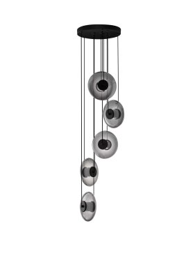 Nova Luce Ballet - Hängelampe - Ø 40 x 220 cm - 40W dimmbar LED inkl. - sand schwarz und rauchgrau