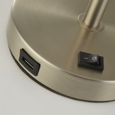 Searchlight Finn - tischleuchte mit usb-anschluss - Ø 28 x 54 cm - nickel satiniert, silber und taupe