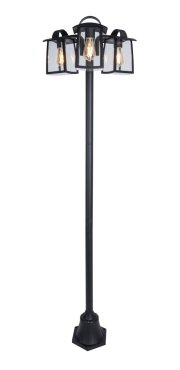 Lutec Kelsey - Laternenpfahl - 47 x 47 x 195 cm - IP44 - transparentes Glas - schwarz