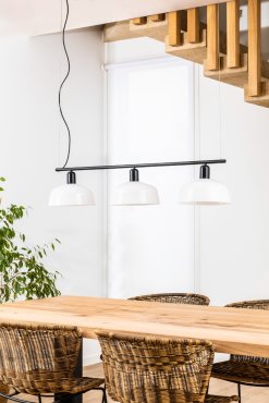 Faro Tatawin - Pendelleuchte 3L - 16,6 x 100 x 210 cm - Schwarz/Milchglas