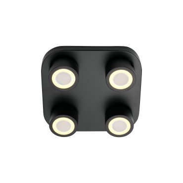 Nordlux Clyde 4-Spot - Deckenleuchte - 28 x 28 x 7,5 cm - 3 Stufen Dimmer - 4 x 5W LED inkl. - schwarz