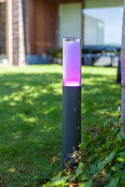 Lutec Dropa - Gartenpfosten - intelligente Beleuchtung - Lutec Connect - 8,2 x 8,2 x 59 cm - 10W LED inkl. - IP44 - dunkelgrau