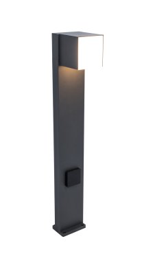 Lutec Cuba - Gartenpfosten mit Stecker (mit Erdung) - 23,7 x 11 x 75 cm - 12,2W LED inkl. - IP54 - dunkelgrau