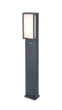 Lutec Qubo - Gartenleuchte mit Bewegungsmelder - 11 x 9 x 75 cm - 17W LED inkl. - IP54 - dunkelgrau