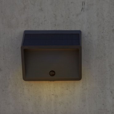 Lutec Linko - Außenwandleuchte mit Solarsensor - 18,5 x 16,1 x 6,2 cm - 11,5W LED inkl. - IP44 - dunkelgrau