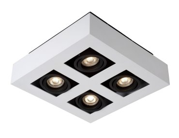 Lucide Xirax - Aufbaustrahler - 25 x 25 x 8,8 cm - 4 x 5W dimmbare LED inkl. - dimmbar bis warm - weiß