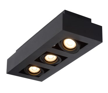 Lucide Xirax - Aufbaustrahler 3L - 14 x 36 x 8 cm - 3 x 5W dimmbare LED inkl. - dimmbar auf warm - schwarz