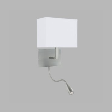 Searchlight Wall - Wandleuchte mit Doppelschalter - 20 x 25,5 cm - 1W LED inkl. - Nickel matt