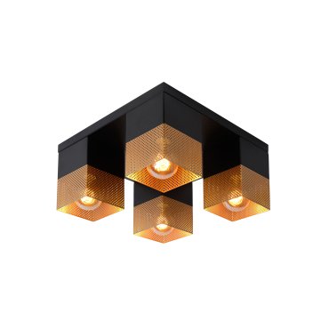 Lucide Renate - Deckenleuchte - 32 x 32 x 16 cm - schwarz und matt gold