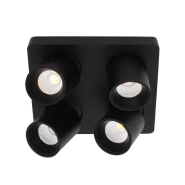 Artdelight Laguna - Aufbaustrahler 4L - 22 x 22 x 9,5 cm - 4 x 6W dimmbare LED inkl - schwarz