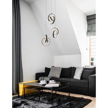 AUSSTELLUNGSSTÜCK - Nova Luce Rings - Pendelleuchte - Ø 34 x 120 cm - 43W dimmbare LED inkl. - Sand schwarz