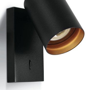 ONE Light Retro GU10 Spots - Wandleuchte mit Schalter - 7 x 13 x 2 cm - schwarz