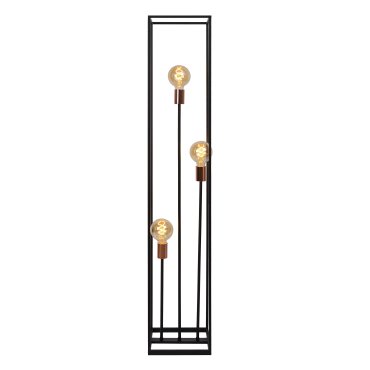 Lucide Arthur - Stehleuchte - 25 x 25 x 140 cm - schwarz &amp; kupfer