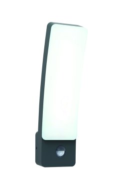 Lutec Kira - Außenwandleuchte mit Bewegungsmelder - 11 x 8,3 x 31,1 cm - 18W LED inkl. - IP54 - dunkelgrau - weiß