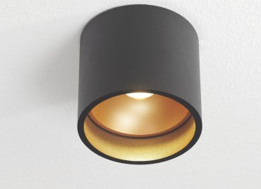 Artdelight Ormond - Deckenleuchte - Ø 11 x 10 cm - 7W dimmbare LED inkl - IP54 - schwarz/gold