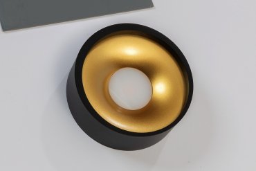 Artdelight Orlando - Deckenleuchte - Ø 14 x 5 cm - 10W dimmbare LED inkl - schwarz und matt gold