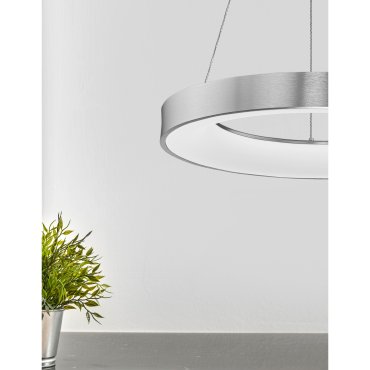 Nova Luce Rando Thin - Pendelleuchte - Ø 60 x 120 cm - 50W dimmbare LED inkl - gebürstetes Silber