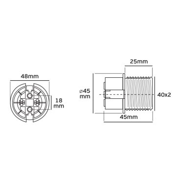 VK Lighting - Fassung E27 - Kunststoff - mit Gewinde &amp; Flansch - Ø 4,0 x 4,5 cm - weiß