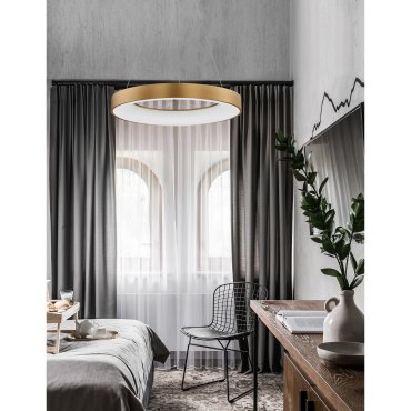 Nova Luce Rando Thin - Pendelleuchte - Ø 60 x 120 cm - 50W dimmbare LED inkl - gebürstetes Gold