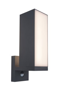 Lutec Cuba - Außenwandleuchte mit Sensor - 9,3 x 30,8 x 14,6 cm -14W LED inkl - IP54 - dunkelgrau