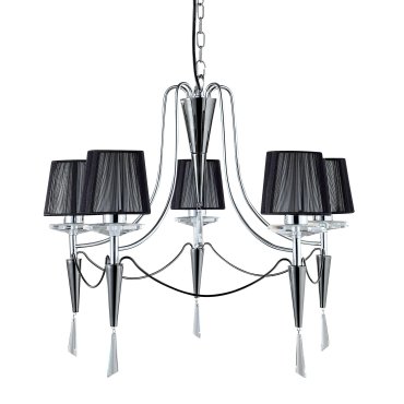 Searchlight Duchess - Kronleuchter - Ø 53 x 100 cm - schwarz und chrom