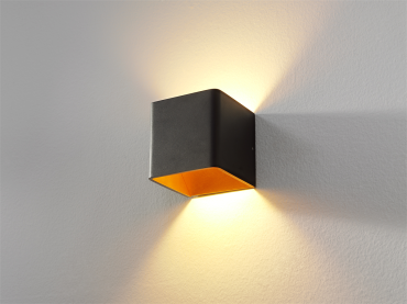 Artdelight Fulda - wandleuchte - 10 x 10 x 10 cm - 6W dimmbare LED inkl. - schwarz und gold