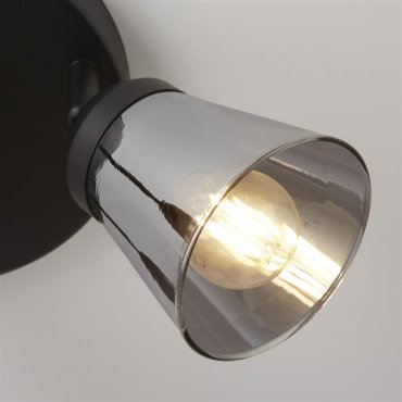 Searchlight Mega - Aufbaustrahler 3L - Ø 42 x 11 cm - schwarzes und geräuchertes Glas