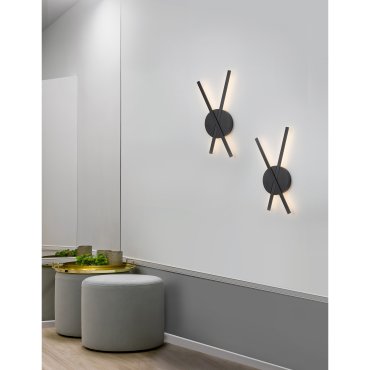 Nova Luce Reslin - Wandleuchte - 24,5 x 5 x 53 cm - 18W LED inkl. - Sand schwarz