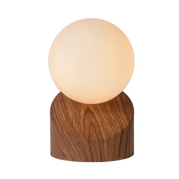 Lucide Len - Tischleuchte - 16 cm - Holz und Opal