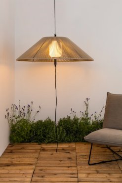 Faro Saigon - Hängeleuchte mit Stecker - Ø 105 x 30 cm - IP65 - grau und beige