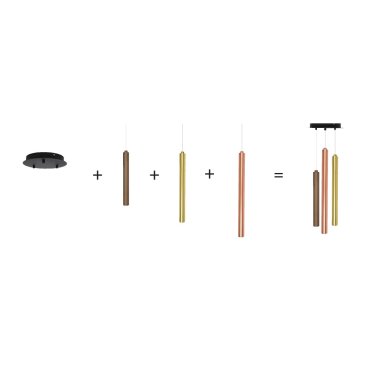 VK Lighting Rados - Montageplatte für 3 Lichtpunkte mit Treiber - Ø 25,5 x 3,6 cm - 28 bis 36Vdc/230V - 20-25W LED inkl. - 700Ma - schwarz