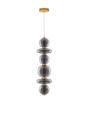 Nova Luce Navi - Hängelampe - 17 x 22 x 200 cm - 27W LED inkl. - Messing gold und rauchgrau