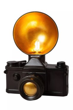 Lucide Extravaganza Camera - Tischleuchte - 22,5 x 16 x 30 cm - schwarz mit gold