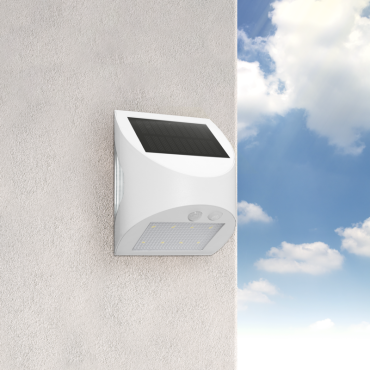 Century Italia Arcadia Max -  solarbetriebene Außenwandleuchte mit Sensor - 10,5 x 8 x 13 cm - 3W LED inkl. - IP65 - weiß
