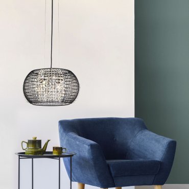 Searchlight Cage - Pendelleuchte - Ø 35 x 150 cm - mattschwarz