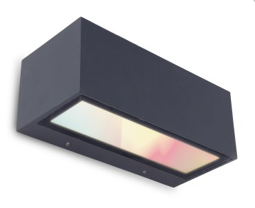 Lutec Gemini - Außenwandleuchte - intelligente Beleuchtung - Lutec Connect - 22 x 10,3 x 8,5 cm - 17W LED inkl - RGB - IP54 - dunkelgrau
