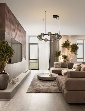 Nova Luce Las - Hängelampe - Ø 91 x 160 cm - 91W dimmbar LED inkl. - sand schwarz, gold und rauchgrau