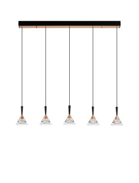 Nova Luce Paluz - Hängelampe - 90,5 x 150 x 10,5 cm - 30W dimmbar LED inkl. - matt schwarz und roségold