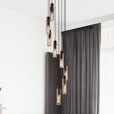 Searchlight Sweden II - Pendelleuchte - Ø 42 x 300 cm - mokka und bernsteinfarben