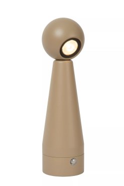 Lucide Ipsos - wiederaufladbare Tischleuchte - Ø 6 x 22 cm - 3W dimmbare LED inkl - taupe