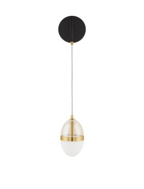 Nova Luce Egna - wandleuchte - Ø 12 x 48 cm - 13W LED inkl. - Opal, Cognacglas, gold und schwarz