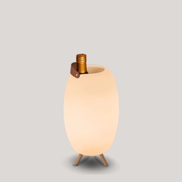 New Garden Apolo - Flaschenhalter mit Lautsprecher und Licht per Fernbedienung - Ø 25 x 45 cm - IP44 - Weiß