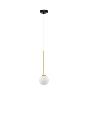 Nova Luce Savoy - Hängelampe - Ø 11 x 163 cm - gold satiniert, matt schwarz und Opal weiß