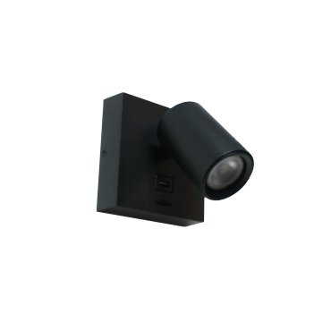 Artdelight Master - Wandleuchte mit Schalter und USB-Anschluss - 11,5 x 12,5 x 11,5 cm - 6W LED inkl. - schwarz