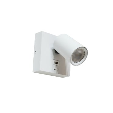 Artdelight Master - Wandleuchte mit Schalter und USB-Anschluss - 11,5 x 12,5 x 11,5 cm - 6W LED inkl. - weiß