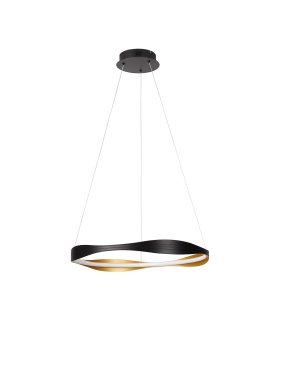 Nova Luce Dobi - Hängelampe - Ø 60 x 120 cm - 32W dimmbar LED inkl. - sand schwarz und Gold