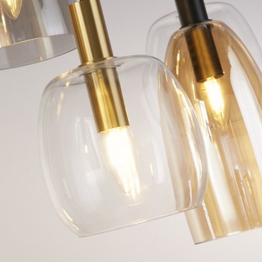 Searchlight Divine - Pendelleuchte - 95 x 140 cm - mattschwarz und farbiges Glas