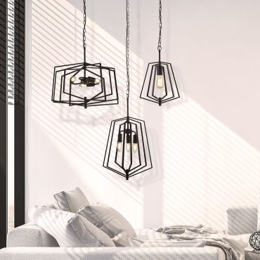Searchlight Slinky - Pendelleuchte - 30 x 30 x 95 cm - mattschwarz