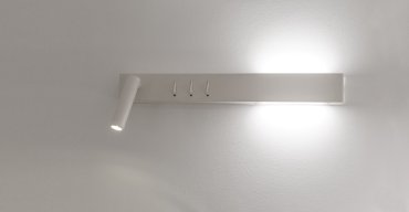 VK Lighting Bar - Wandleuchte mit Leselicht links - 40 x 17 x 5 cm - 3W + 2x6W LED inkl. - weiß